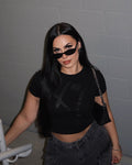 BLACKXOUT: WOMENS XO RHINESTONE BABY TEE